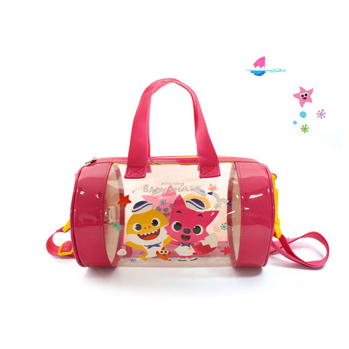 핑크퐁 캐릭터 아동 원통형 비치 크로스백 가방 (핑크)